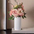 Striped Ceramic-Like Plastic Vase for Flowers, Decorative Floral Arrangement Display, Creative Little Flower Vase home decoration item.