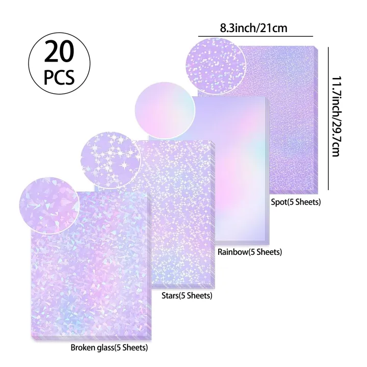 20%20Sheets%20A4%20Clear%20Holographic%20Cold%20Lamination%20Film%20Mixed%20Styles%20Waterproof%20Self-Adhesive%20Vinyl%20Sticker%20Paper%208.3x11.7%20Inch%20-%20Image%202