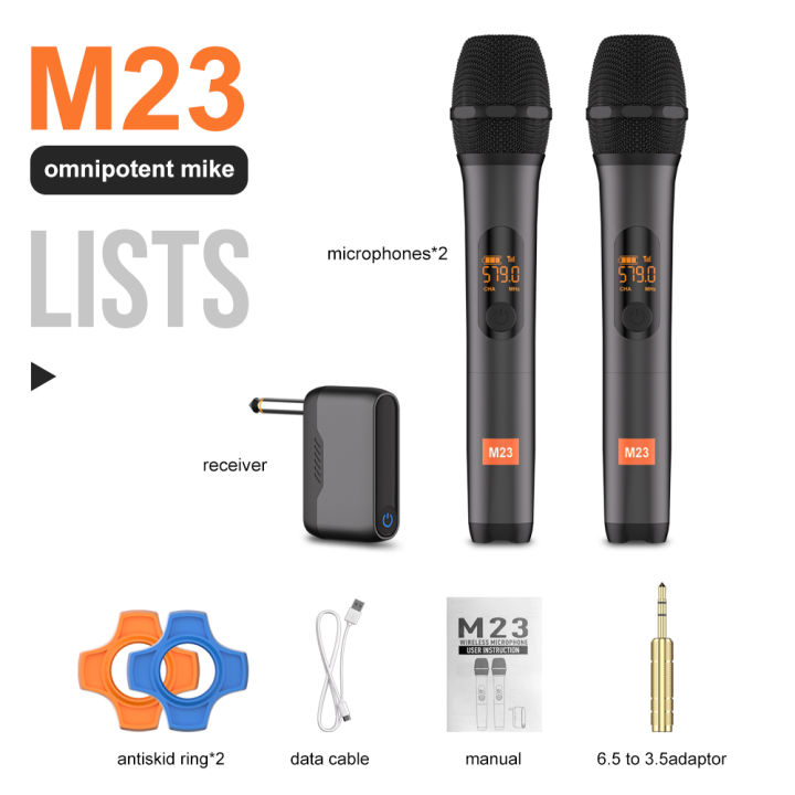 Wireless%20Microphone%20M23%20UHF%202%20Channel%20Karaoke%20System%20With%20Rechargeable%20Receiver%20Cordless%20Handheld%20Mic%20For%20Church%20Party%20Speaker%20-%20Image%206