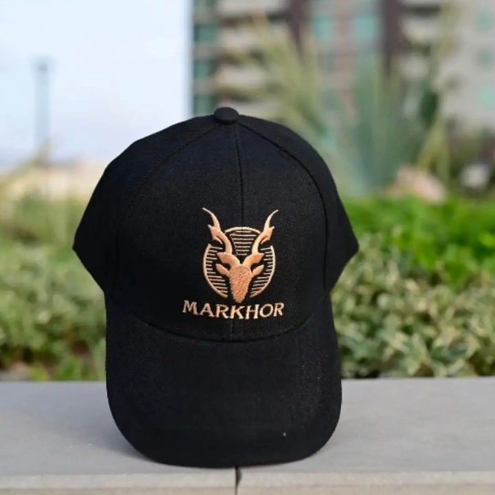 Markhor Cap Stylish Logo Cap Black Premium Quality for Boys