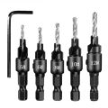 Countersink Drill Bit Set for Wood Counter Sink Wood Pilot Screw Hole Cutter Counterbore Reamer Tapered Chamfer Woodwooking Tool. 