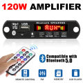 12V 120W Amplifier Bluetooth 5.0 MP3 WMA APE Decoder Board DC 12V Handsfree Car Audio USB TF FM Radio Mp3 Music Player Speaker. 