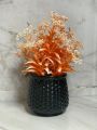 Aesthetic Mini Artificial Plant with Flower Pot for Room Decoration Items - Premium Fake Flowers Decoration Piece for Home Decor, Office Desk, Living Room Table Centerpiece. 