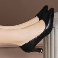 2025 New Women's Genuine Leather Pointed-Toe Pumps -  Slim Heel Slip-On Dress Shoes, Spring/Fall Office Flats. 