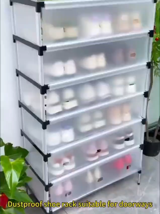 7 Layer Shoe Rack Organizer | Dustproof Transparent Shoe Storage Cabinet | Large Capacity Foldable Shoe Shelf | Space-Saving Shoe Stand for Home