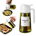 2 in 1 Olive Oil Dispenser Bottle 470ml Light-Blocking Dark Oil Sprayer for Cooking for Kitchen Dark Green Glass Oil Bottle.