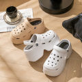 9CM Thick Women's Sandals 2024 New Summer Slippers High Heel Soft Sole Beach Garden Shoes Outdoor Waterproof Women's Hole Shoes.