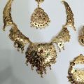 Traditional Set with Matha Patti Nath and Jhumki, Gold Style Set, Sindhi Jewelry. 