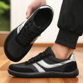 Breathable Mesh Men's Sports Shoes Black Mesh Construction Wide Width Men's Walking Shoes 2025 Comfortable Trendy Men's Sneakers. 