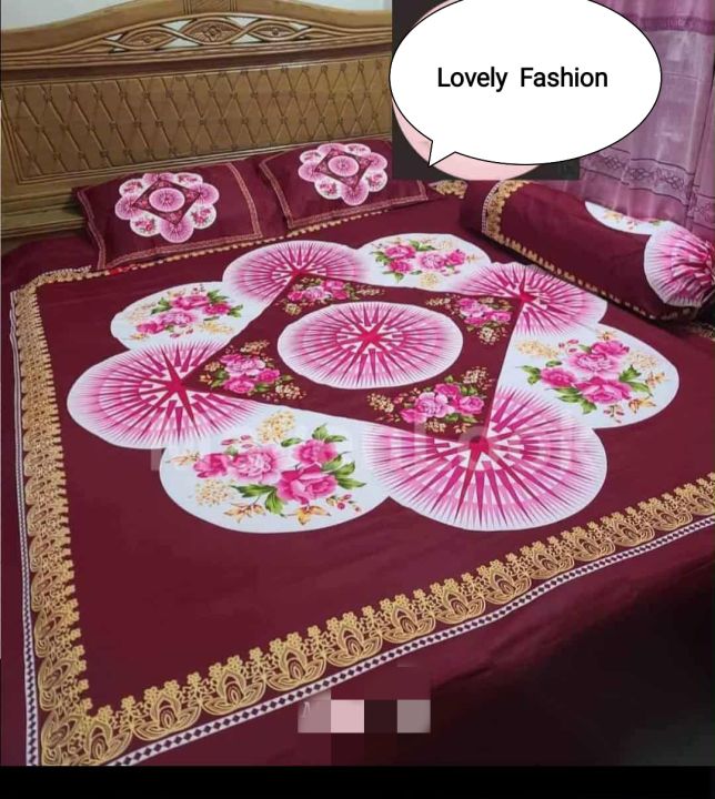 King Size Cotton Bed Sheet with Matching 3 Covers
