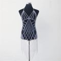 Body chain outfit chainmail necklace for festival outfit, silver body jewelry chain harness perfect for cosplay armor or rave outfit.