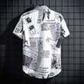 Men's Printed Shirt Seaside Vacation Casual Top Large Size Oversized Beach Clothing. 