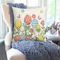 45x45cm Happy Easter Cushion Cover Cute Flower Eggs Pillow Cover Easter Egg Pillowcase Home Decorative Throw Pillow Case. 