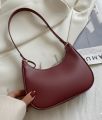 Korean Style Solid Color Shoulder Bag for Women | Elegant Underarm Hobo Clutch | Casual Trendy Crescent Purse. 