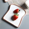 1Pc Ceramic Bread Shaped Breakfast Plate Toast Dishes Salad Fruit Snack Tray Household Tableware Dinner. 