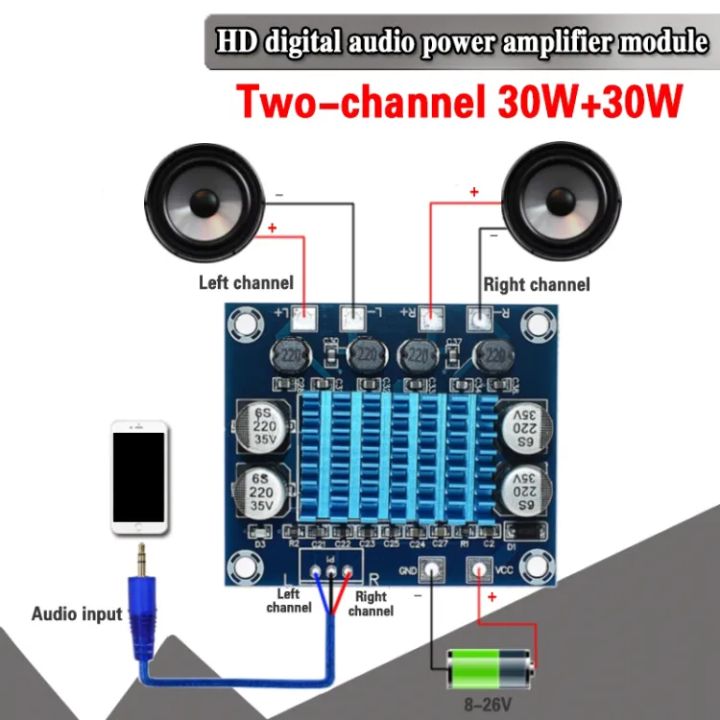 Tpa3110 XH-A232 30w + 30w 2.0 চ্যানেল ডিজিটাল স্টেরিও অডিও পায়ার সরবোর্ড