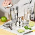 Stainless Steel Cocktail Shaker Set with 750ml Mixing Glass, Strainer, Muddler, Mixing Spoon, Pour Spout, for Home Bar. 