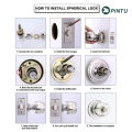 High quality simple installation stainless steel round copper ball lock cylinder door knob lock cylinder. 