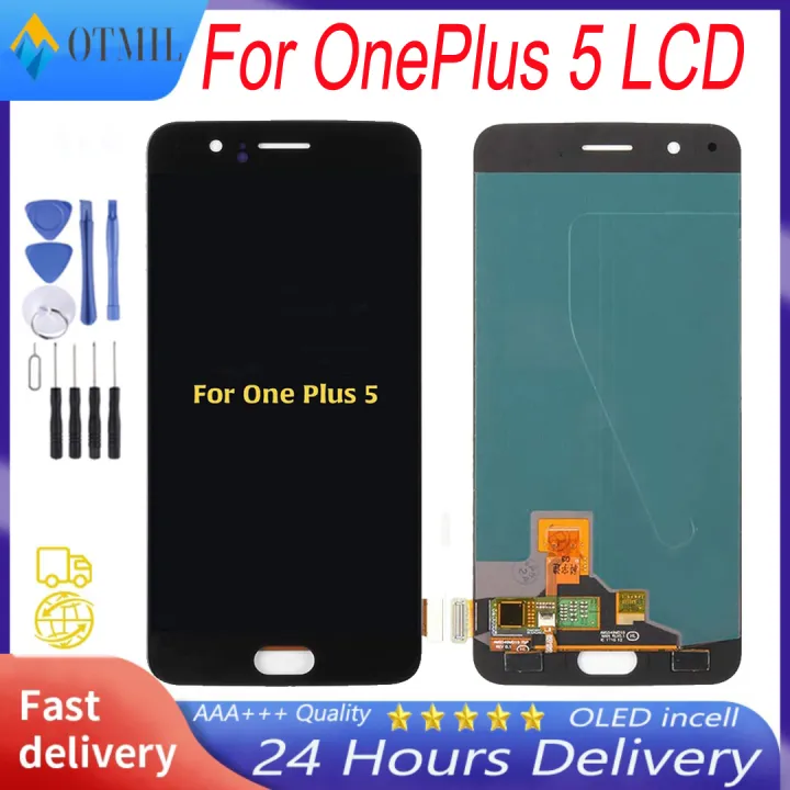 100% New High quality AMOLED / TFT For Oneplus 5 1+5 LCD Display Touch Screen With Frame Replacement Display For OnePlus 5 LCD