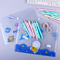 A4 file folder with button closure plastic file folder cute cartoon messenger bag assorted designs for Office School. 