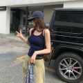 2026 Summer Solid Color Basic Knitted Tank Top Women Summer Vintage Sleeveless Camis 90s Cool Girls Streetwear Black Soft Tees. 