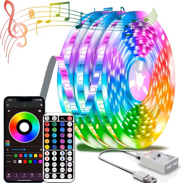 RGB LED Strip Light SMD 2835 USB Remote&APP Control Bluetooth Flexible ...