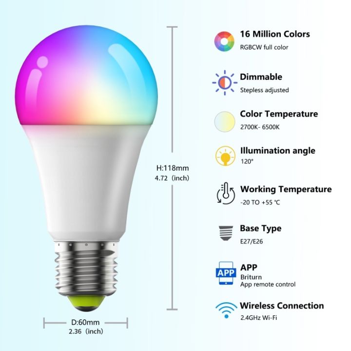 220V%20110V%20WiFi%20Smart%20LED%20Bulb%209W%2010W%20E27/E26%20RGB+CCT%20Indoor%20Light%20Alexa%20%20Home%20Together%20APP%20Timing%20Dimming%20lightify%20-%20Image%207