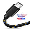 1/2/3M Micro USB Cable Fast Charging Cable For  Android Mobile Phone Data Cable For   Micro USB Charger Wires. 