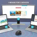 Jomaa Black 2.4G + Bluetooth Wireless Trackball Mouse Rechargeable Rollerball Mice Ergonomic Mice Thumb Control Mouse Gaming. 