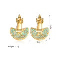 Kissmoon Vintage Sector Earrings for Women Girl Stainless Steel Geometric Textured Retro Fan-Shaped Earring Trendy Jewelry . 