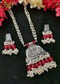 Silver and red color combination beautiful garland for women.