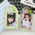 2pcs Cute Cartoon Cat Card Holder Green Tone Ins Style PVC  Idol Photo Storage Pendant. 