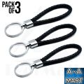 Braided PU Leather Keychain - 3 Pack Handwoven Metal Keys Strap Fashion Keyring, Creative Key Holder Gift for Car, Key, Bag and Purse. 