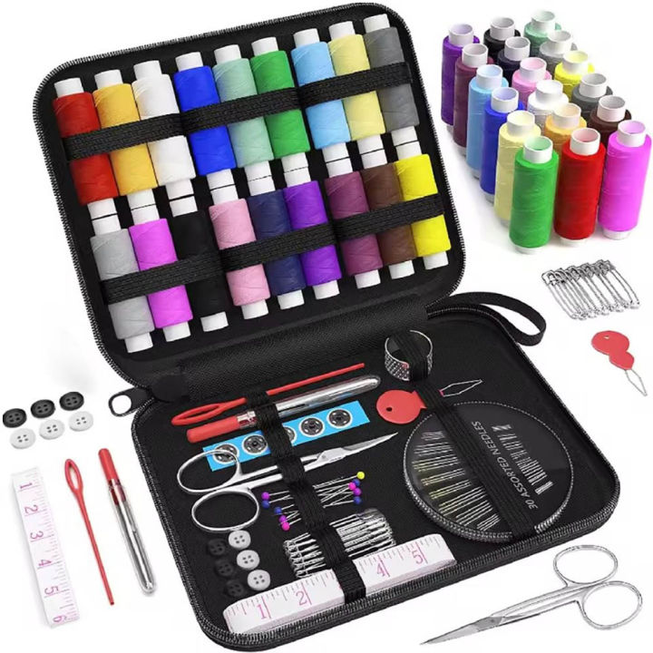 Complete Sewing Kit with Threads Needles Scissors Tape Measure Buttons ...