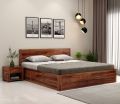 Brixton Sheesham Wood Bed With Box Storage(King Size, Honey Finish). 