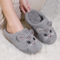 Winter Cute Cat Plush Slippers Women Indoor Comfortable Quiet Soft Sole Floor Slides Couples Winter Warm Fuzzy House Sandals.