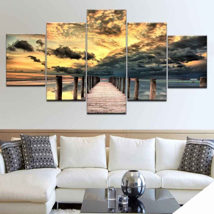 5%20Pieces%20wood%20frame%20PVC%20vinyl%20and%20Canvas%20Digitally%20Printed%20Full%20HD%20Wall%20Frame%20-%20Image%203