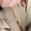 2025 Autumn Winter Workplace High Waisted Casual Suit Pants Office Lady Women Trousers Woolen Pants Women's Harem Pencil Pants. 