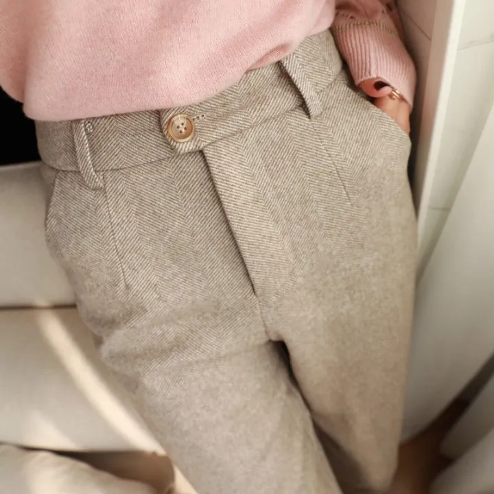 2025%20Autumn%20Winter%20Workplace%20High%20Waisted%20Casual%20Suit%20Pants%20Office%20Lady%20Women%20Trousers%20Woolen%20Pants%20Women's%20Harem%20Pencil%20Pants%20-%20Image%202
