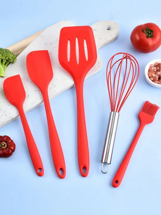 Pack of 5 Silica Gel Kitchen Utensils Set with Box Packing (Mix/Random ...