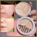 Sweet Mint Concealer, Tri-color Concealer Palette of Covers Acne Marks Dark Circles, 3 in 1 Face Foundation Cream, Tri-color Concealer with Brush, 3 in 1 Face Foundation Cream Waterproof. 
