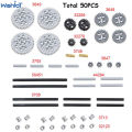 50PCS MOC Technical Gear and Axle Frictionless Cross Pins Pack for legoeds 10928 51416 3649 3648 3647 3749 3713 32123 32269 3708.