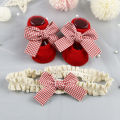 Cute Infant Headband Socks Combo - Breathable Bow Headband & Grip Socks for Baby (1 Set). 