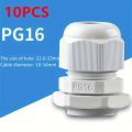 10pcs PG7 -PG16 for 3-14mm  Wire Cable White Black Nylon Plastic Connector  Waterproof Cable Gland Plastic Cable Entry IP67. 