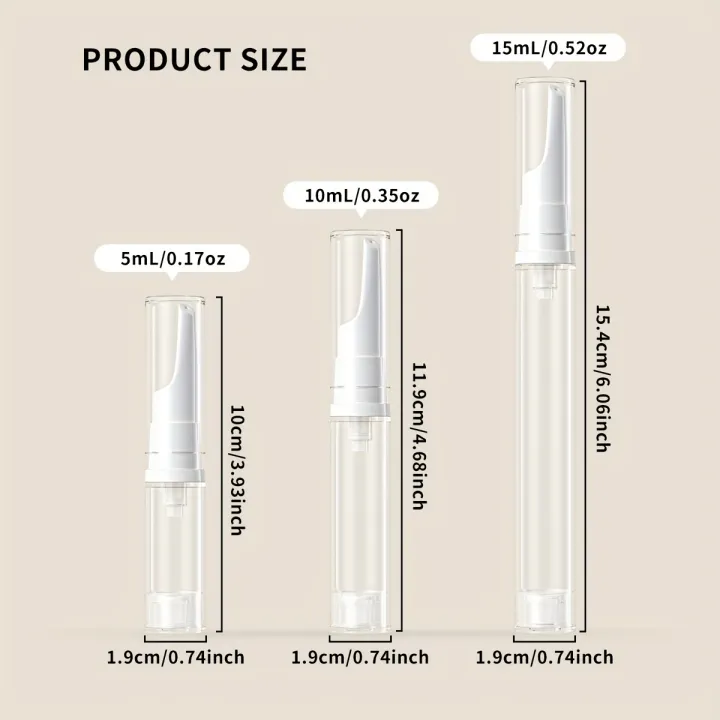 5/10/15ml%20Clear%20Foundation%20Dispenser%20Bottle%20Portable%20Travel%20Essence%20Sample%20Container%20Airless%20Vacuum%20Eye%20Gel%20Cream%20Empty%20Tubes%20-%20Image%202