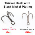 6X Fishing Treble Hook 10Pcs Triple Fishing Hook for Big Game Fishing 8# 6# 4# 2# 1# 1/0 2/0 3/0 Barbed Hooks on Hard Bait.