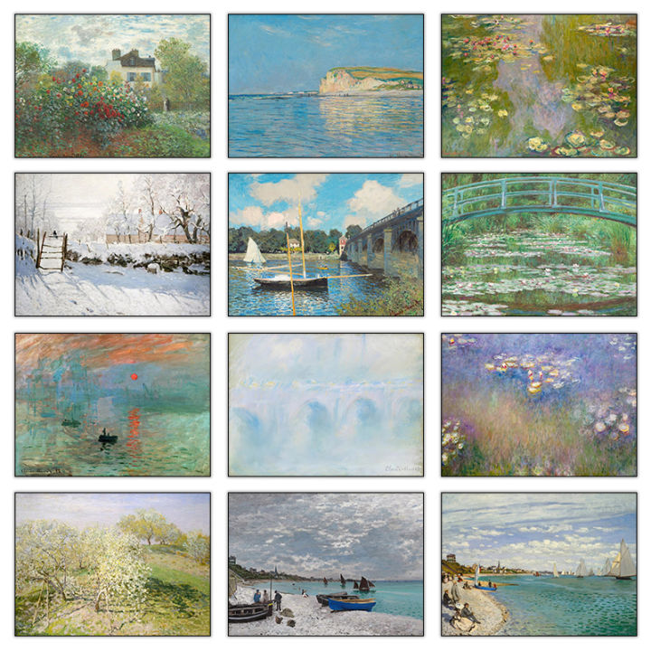 Garden of Monet Water Lilies Magpie Road Bridge Sunrise Poster Print Wall Art Pictures Canvas Painting Living Room Home Decor