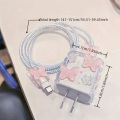 5pcs/Set Blue Pink 3D Star Wave Shell For iPhone 20W 18W Charger Protective Case Cable Organizer Charging Head Protector Cover. 