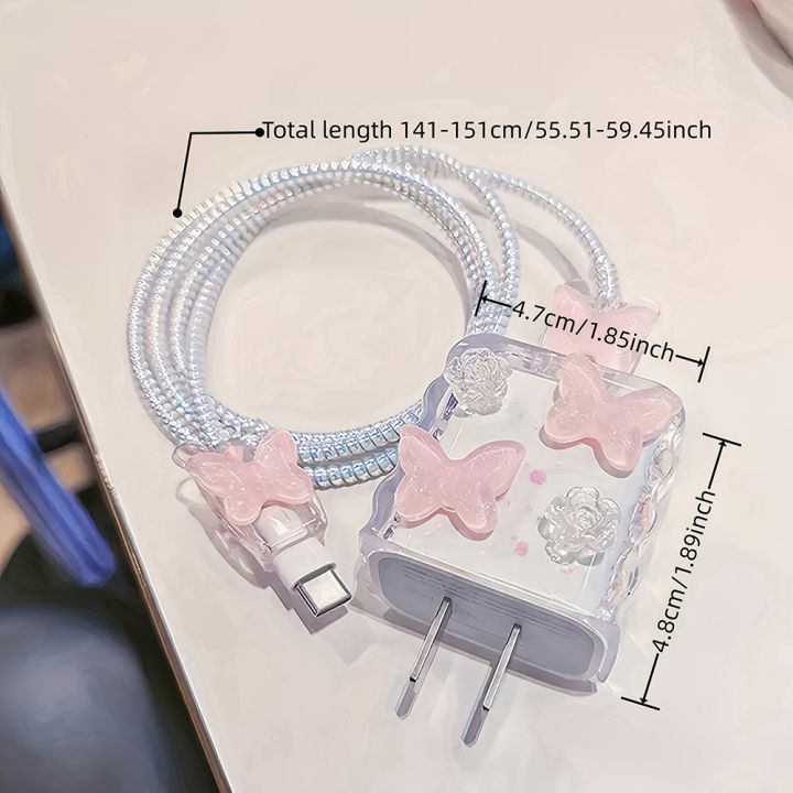 5pcs/Set%20Blue%20Pink%203D%20Star%20Wave%20Shell%20For%20iPhone%2020W%2018W%20Charger%20Protective%20Case%20Cable%20Organizer%20Charging%20Head%20Protector%20Cover%20-%20Image%206
