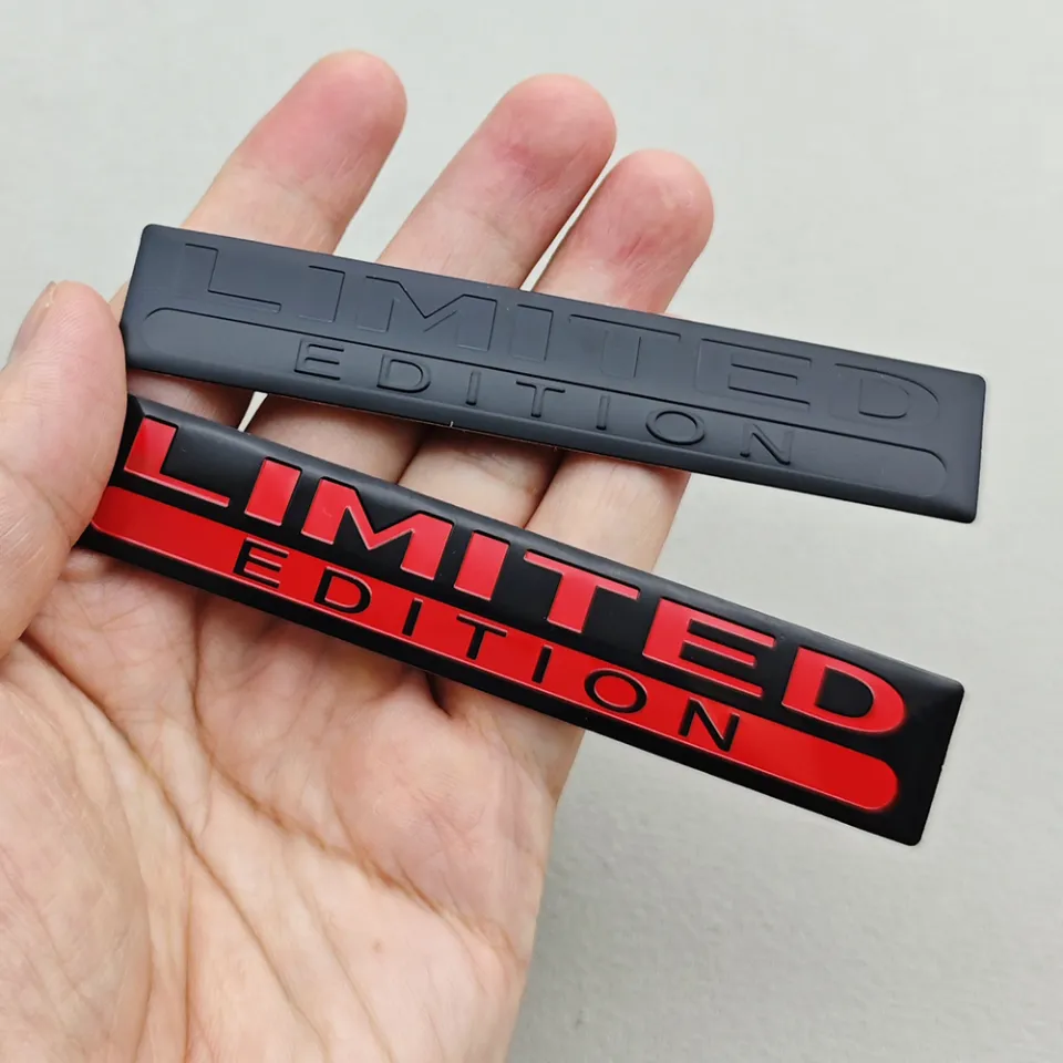 2-Piece 3D Metal Limited Edition Logo Sticker – Black & Red Trunk Emblem Badge